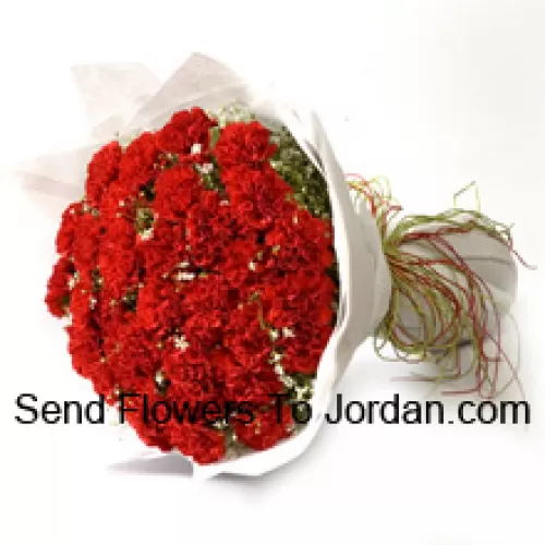 Bunch Of 36 Red Carnations With Seasonal Fillers