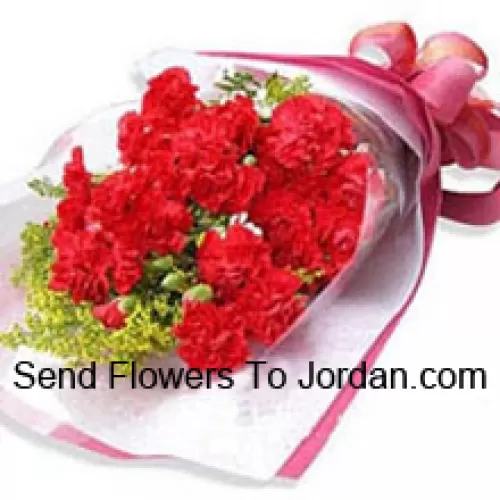 Bunch Of 18 Beautifully Wrapped Carnations