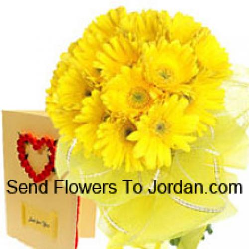 Yellow Gerberas Bunch With Card