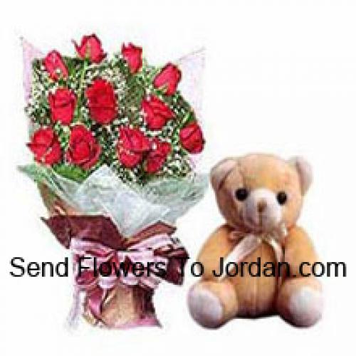 12 Belles Roses avec un Teddy de 12 pouces